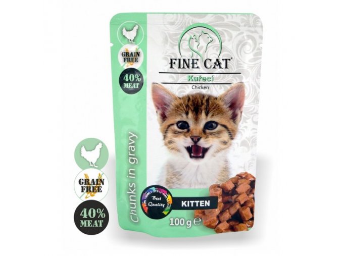 Fine Cat kapsička Grain-Free Kitten kuřecí v omáčce 100g
