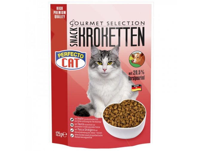 Perfecto Cat Kroketten snack 26% s ALPSKÝM HOVĚZÍM 125g - KELÍMEK