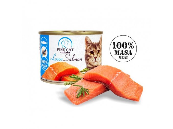 Fine Cat EXCLUSIVE konzerva pro kočky losos 100% masa 200g