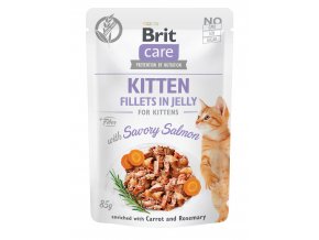 Brit Care Cat Kitten. Fillets in Jelly with Savory Salmon 85g