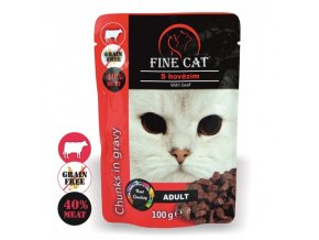 Fine Cat kapsička Grain-Free Adult hovězí v omáčce 100g