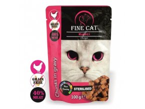 Fine Cat kapsička Grain-Free Sterilised kuřecí v omáčce 100g