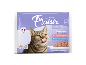 Plaisir cat Kapsa Multipack pro dospělé i kastrované kočky 4x85g (2xlosos, 2xpstruh)