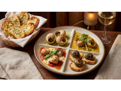 gemini image 2 Degustace 12 šneků ve čtyřech různých úpravách 3 kusy francouzských 3 k 0