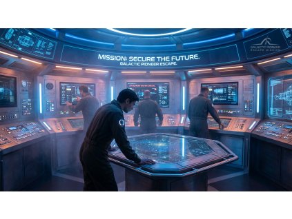 gemini image 2 Photorealistic cinematic promo image for a sci fi escape game. Interior of a hig 1