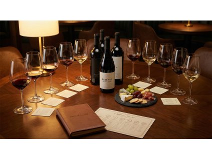 gemini image 2 Photorealistic luxurious thumbnail for an experience gift. A modern wine tasting 0