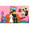 Rodinný portrét ve stylu Simpsonových - rodina, přátelé i mazlíčci