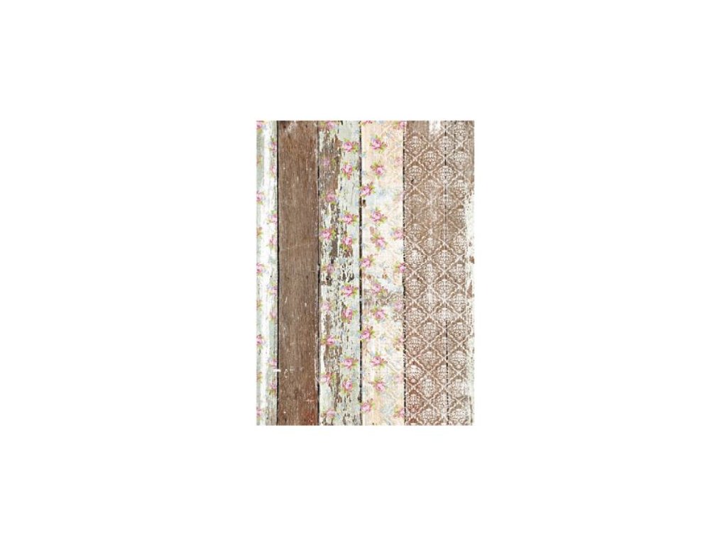 Rýžový papír na decoupage A4 - Hnědá zeď s květy