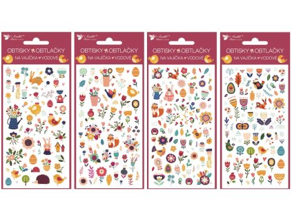 Obtisky velikonoční na vajíčka vejce - zvířátka a kytky