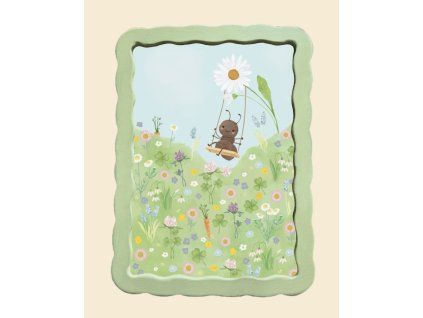 Jarní ilustrace v dřevěném rámečku