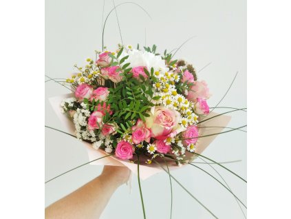 Kytice | Trsová růžička s heřmánkem