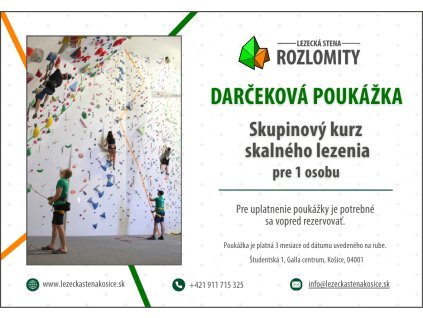 DARČEKOVÁ POUKÁŽKA skupinový kurz skalného lezenia 1 osoba