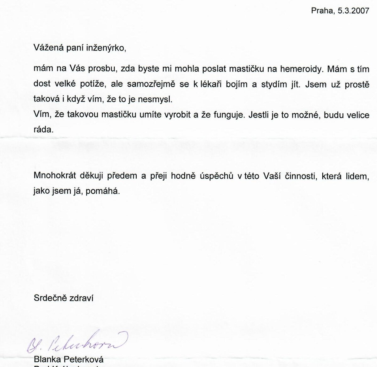 Dopisy od zákazníků