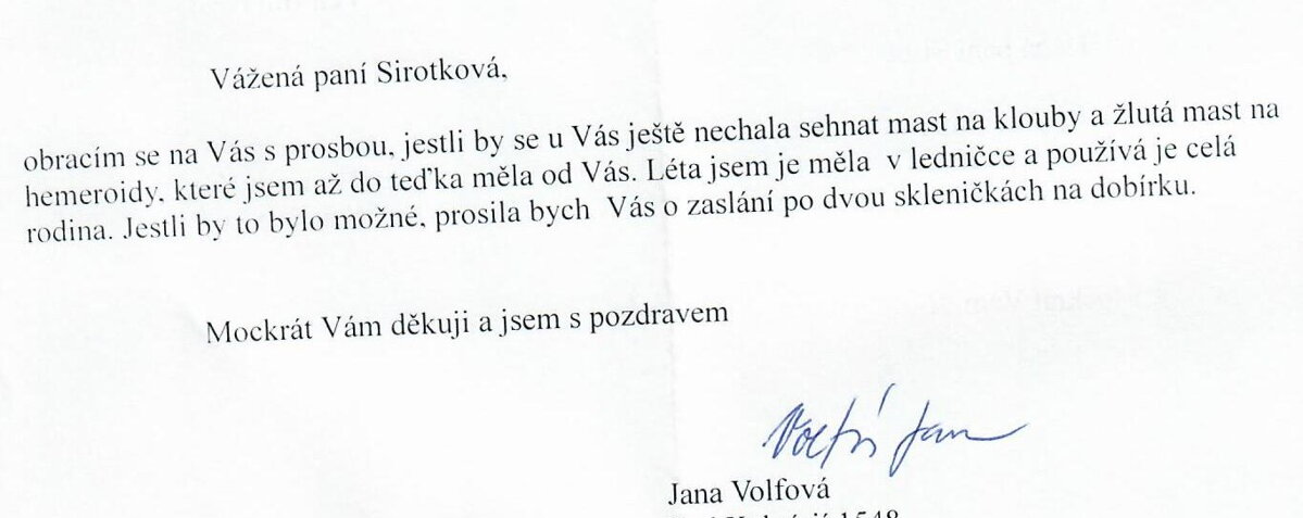 Dopisy od zákazníků