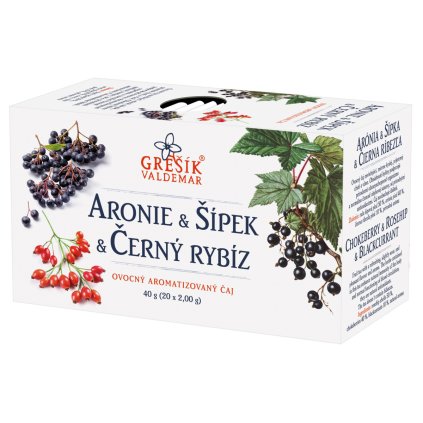 Aronie & Šípek & Černý rybíz  ovocný porcovaný čaj bez ibišku