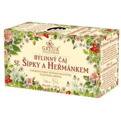 Se šípky a heřmánkem  bylinný porcovaný čaj