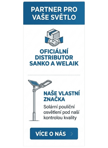 Autorizovaný prodejce značek SANKO a WELAIK a specialista na solární veřejné osvětlení.