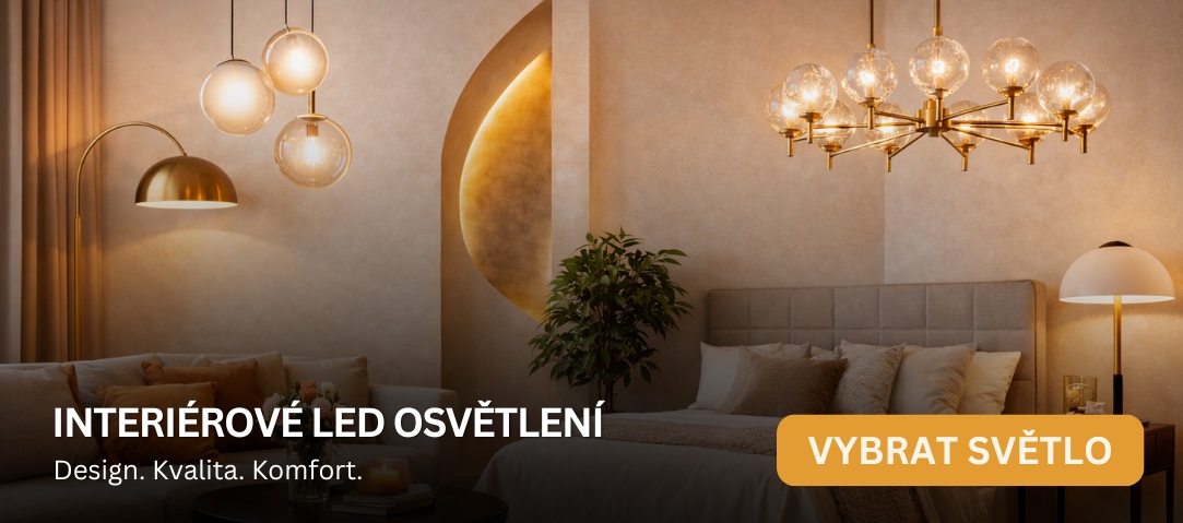 Moderní interiérové LED osvětlení v designovém prostoru s ambientním podsvícením, stylovým lustrem a elegantním schodištěm.