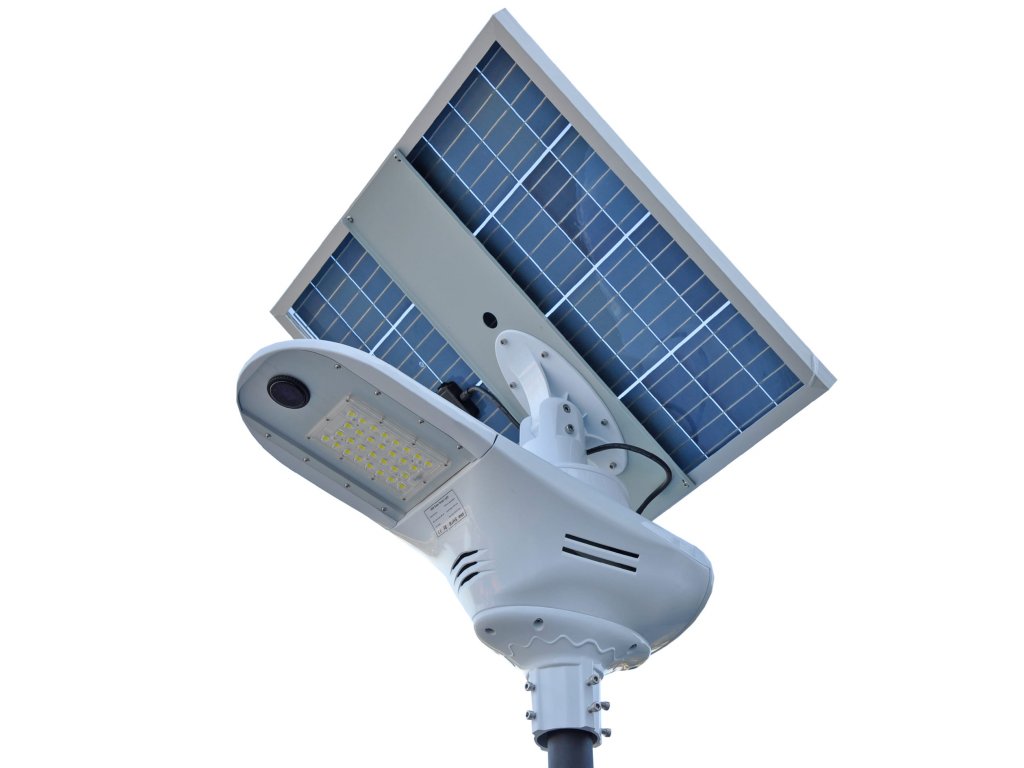 Solární pouliční lampa LED SL-40-80 (LED 40W 8000lm oboustranný panel 80W  LiFePO4 27Ah) - ROZSVITIMESVET.cz