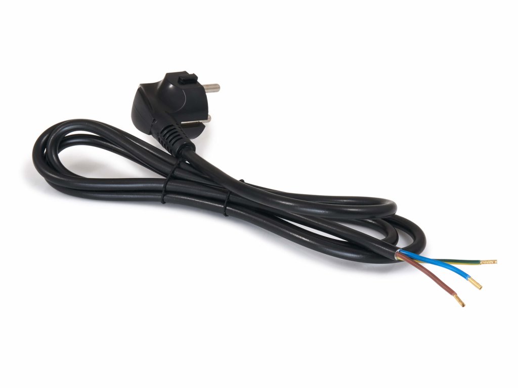3x1mm 1,5m napájecí kabel s uzemněním - Černá 