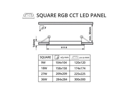 LED panel 24V 9W RGBCCT 24HB9 čtverec