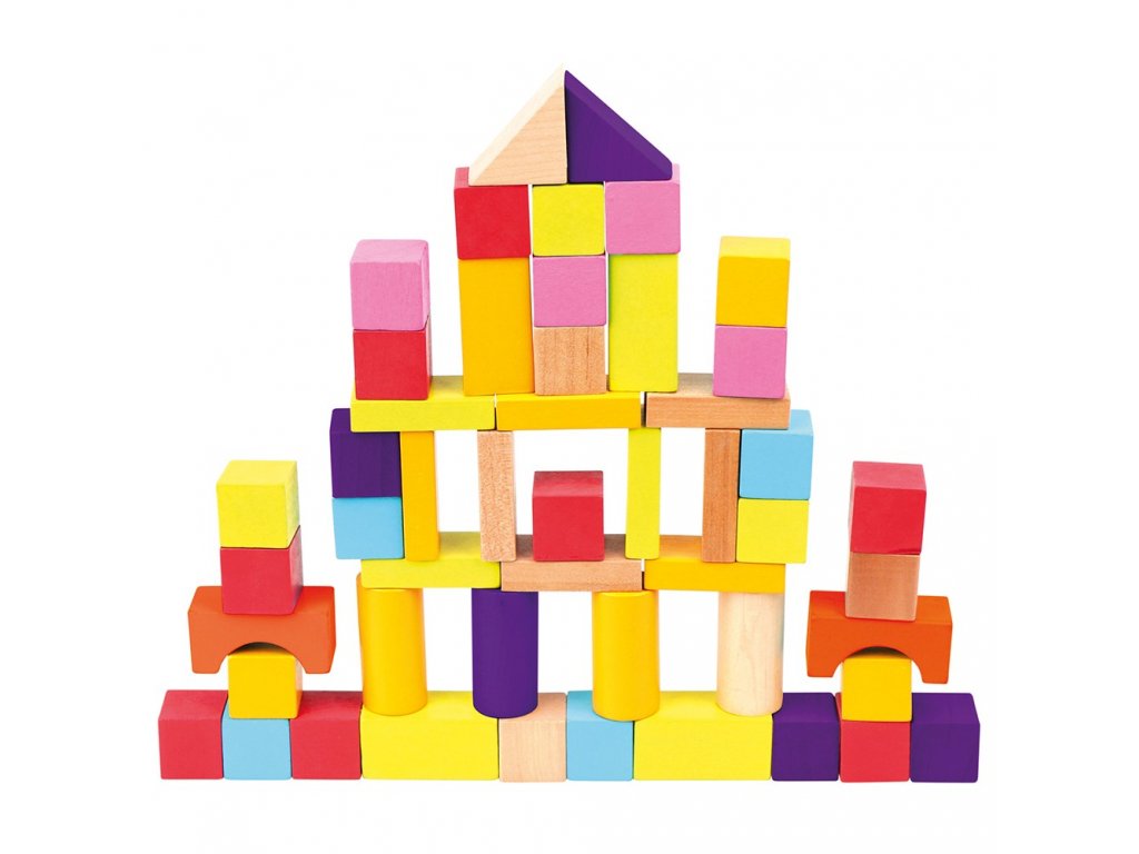 Drevené kocky v kýbliku, nové farby 12m+ | Rozumné hračky.sk
