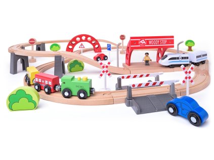 8306 vlacikova draha s elektrickou masinkou a viaduktom