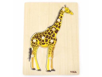 Viga Drevené Montessori Puzzle pre najmenších 44605 Žirafa