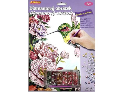 Diamantový obrázok Kolibrík v kvetinách 6+