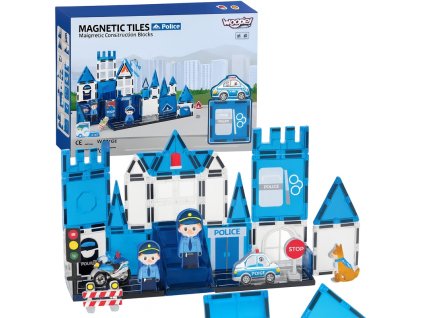 magnetic tiles magnetická stavebnica policajná stanica policajti
