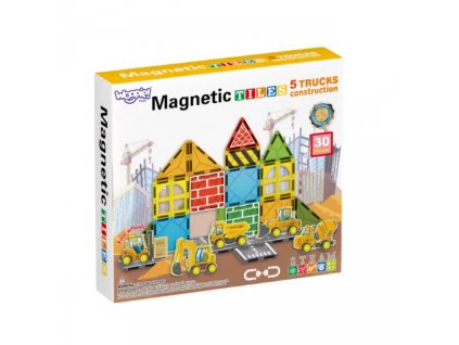 magnetická stavebnica pre chlapcov stavebné stroje