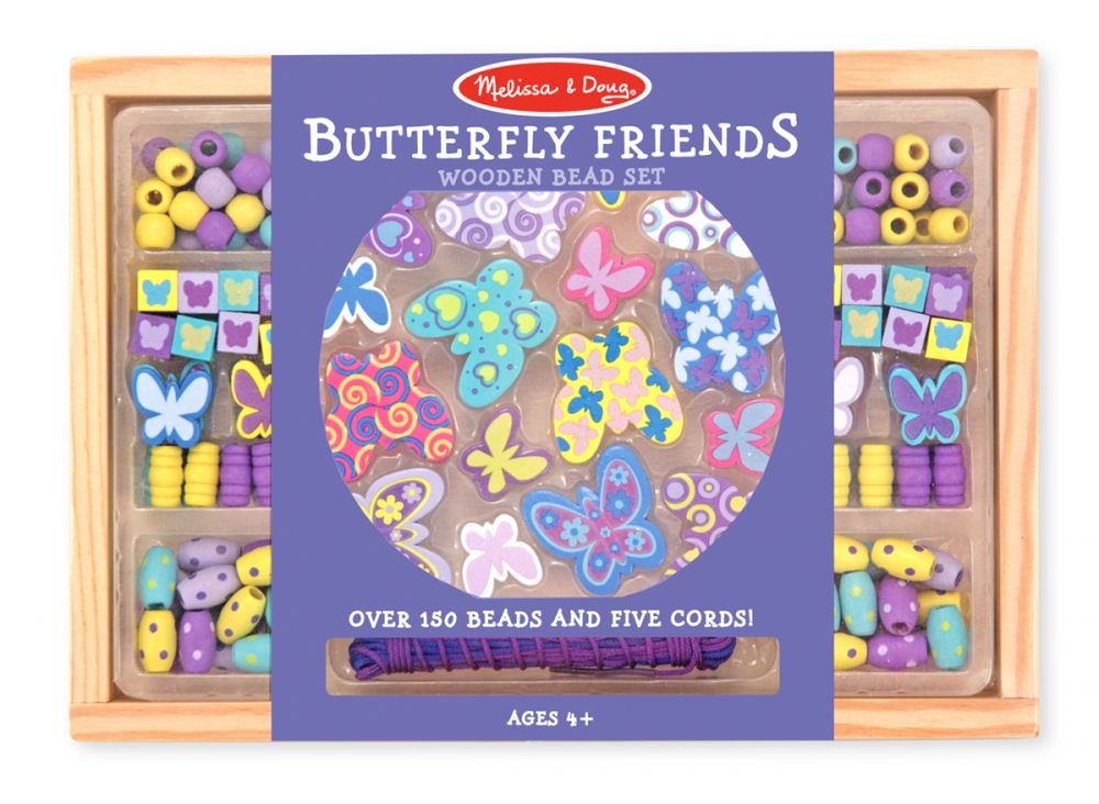 Melissa & Doug Drevené korálky motýle