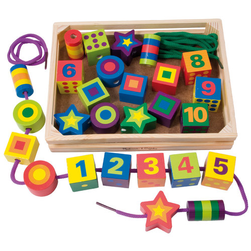 Melissa & Doug Veľké drevené korálky čísla
