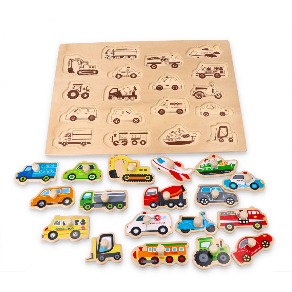 Veľké vkladacie puzzle s úchytmi Doprava 12m+