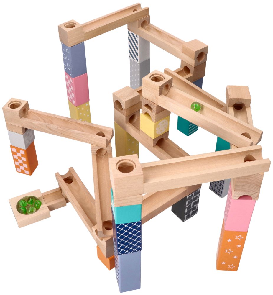 Adam Toys Guľôčková dráha drevená pastelová