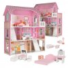 Drevený domček pre bábiky ružový LULILO (1)
