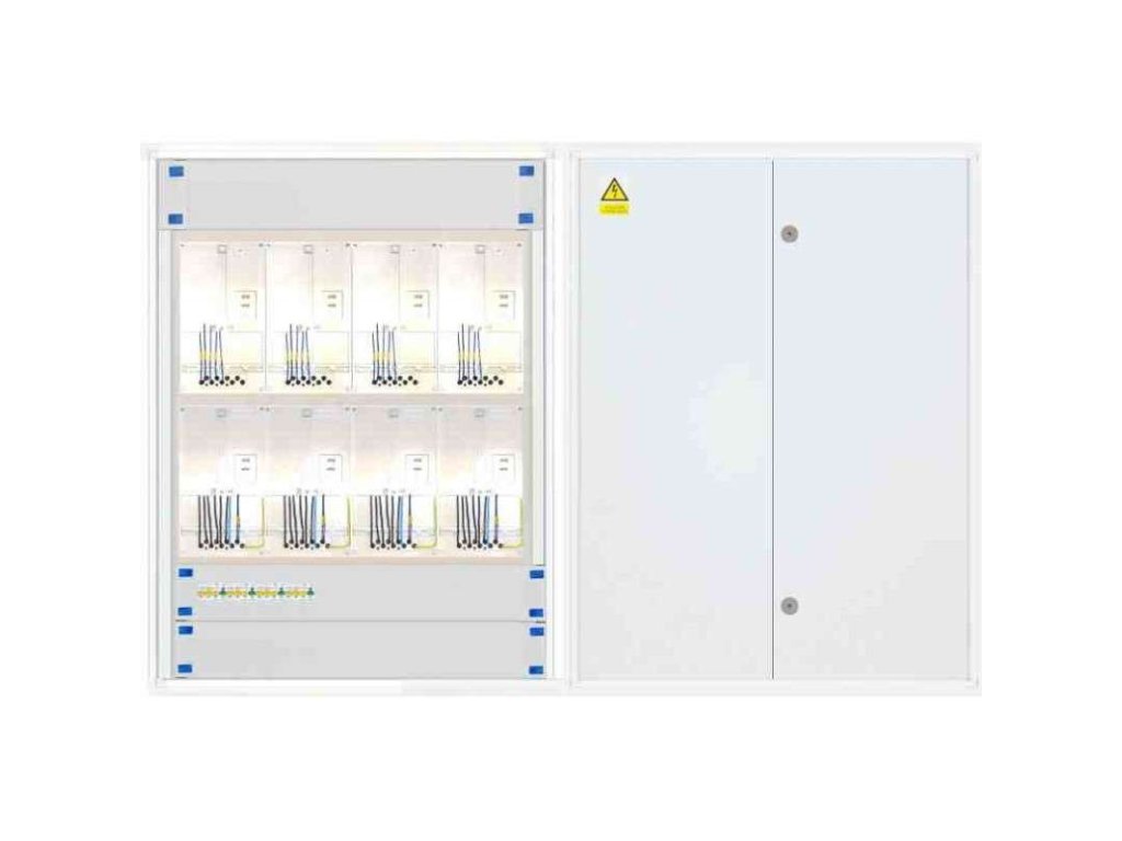 Elektroměrový rozvaděč 4x 3f elektroměr, 4x HDO (Distribuční síť ČEZ, Hlavní jistič B10/3p, 10 A, 10 kA, Protipožární úprava ano)