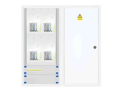 Elektroměrový rozvaděč 4x 3f elektroměr bez HDO (Distribuční síť ČEZ, Hlavní jistič B10/3p, 10 A, 10 kA, Protipožární úprava ano)