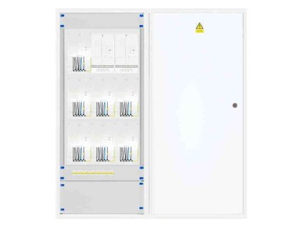 Elektroměrový rozvaděč 7x 3f elektroměr bez HDO (Distribuční síť ČEZ, Hlavní jistič B10/3p, 10 A, 10 kA, Protipožární úprava ano)