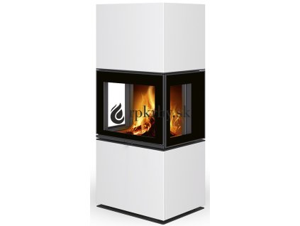 Romotop Lera C G dizajnové trojstanné krbové kachle s keramickým obkladom farba biela matná