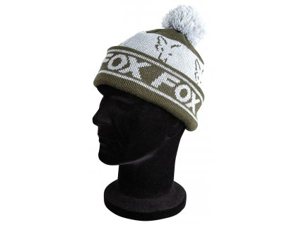 cpr990 fox green silver lined bobble hat on head