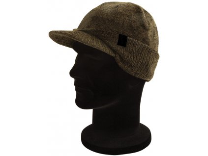 fox khaki black peaked beanie