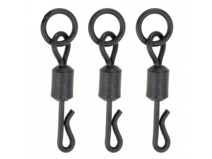 20pcs Matte Black Rolling Quick Change Swivels With Solid Ring Carp Rigs Long Body Q shaped