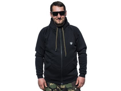 GIANTS FISHING MIKINA SE ZIPEM A KAPUCÍ ČERNÁ