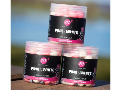 mainline boilies fluro pink white wafters banoffee 15 mm