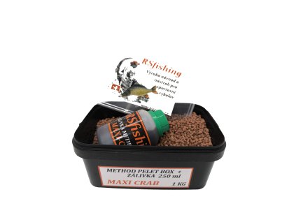 RSFISHING  PELETKY MAXI-CRAB-BOX 1kg+zálivka 250ml
