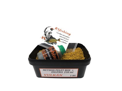 RSFISHING  PELETKY VULKÁN-BOX 1kg+zálivka 250ml