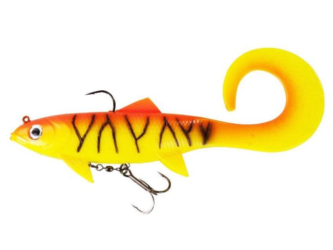 33588 gumova nastraha dam effzett pike seducer curl tail 23cm 130gr orange perch