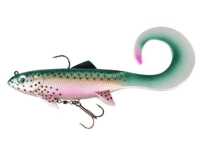 33594 gumova nastraha dam effzett pike seducer curl tail 23cm 130gr rainbow trout