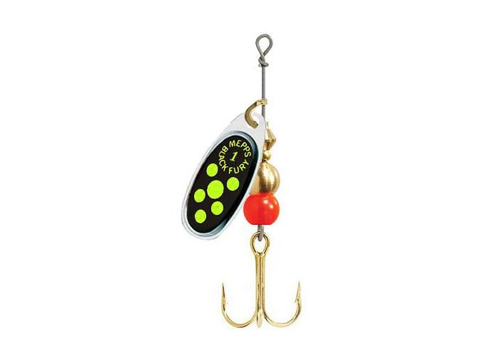 Rotační třpytka MEPPS Black Fury stříbrná/fluo